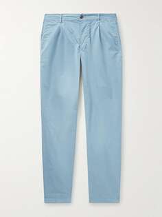 Зауженные брюки из эластичного хлопкового габардина со складками INCOTEX, синий