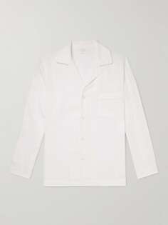 Льняная пижамная рубашка с воротником-стойкой LORETTA CAPONI, белый