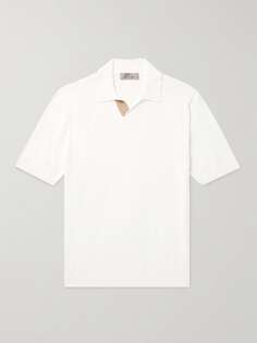 Рубашка-поло из хлопка с замшевой отделкой CANALI, белый