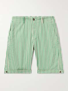 Полосатые прямые хлопковые шорты-бермуды INCOTEX, зеленый