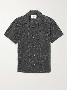 Хлопковая рубашка с вышивкой Mind Spin Camp-Collar CORRIDOR, черный