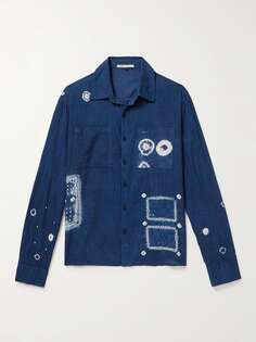 Хлопковая рубашка, окрашенная в готовом виде 11.11/Eleven Eleven, синий