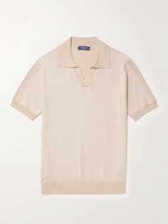 Рубашка поло Rino Birdseye из смеси хлопка и шелка Frescobol Carioca, нейтральный