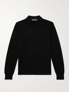 Рубашка поло из смеси мериносовой шерсти NORSE PROJECTS ARKTISK, черный