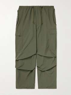 Широкие брюки карго из рипстопа с кулиской BEAMS PLUS, зеленый