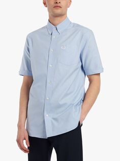 Оксфордская рубашка с короткими рукавами Fred Perry, небесно-голубая