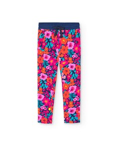 Плюшевые брюки для девочки с цветочным принтом Boboli, фуксия