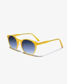 Желтые круглые солнцезащитные очки-унисекс D.Franklin с синими градиентными линзами D.Franklin, желтый