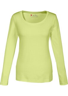 Хлопковая рубашка с длинными рукавами и круглым вырезом Bpc Bonprix Collection, зеленый