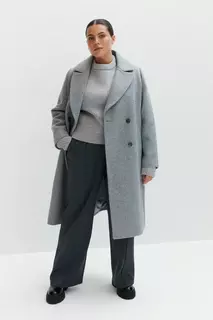 Двубортное пальто H&amp;M, серый H&M