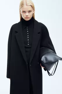 Двубортное пальто H&amp;M, черный H&M