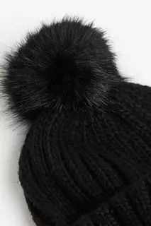Вязаная шапка с помпоном H&amp;M, черный H&M