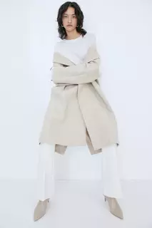 Двубортное пальто H&amp;M, бежевый H&M