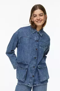 Джинсовая куртка-рубашка H&amp;M, синий H&M