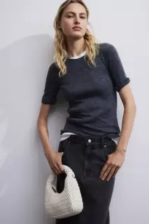 Длинная джинсовая юбка H&amp;M, серый H&M