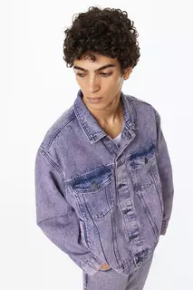 Джинсовая куртка свободного кроя H&amp;M, фиолетовый H&M