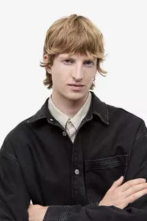 Джинсовая рубашка-рубашка стандартного кроя H&amp;M, черный H&M