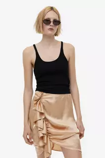 Драпированная юбка с рюшами H&amp;M, бежевый H&M