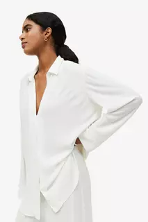 Домашняя рубашка из мятой ткани H&amp;M, белый H&M