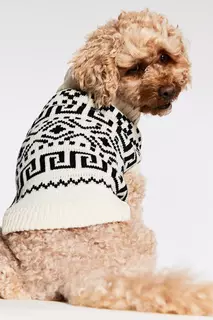 Жаккардовый вязаный свитер для собак H&amp;M, бежевый H&M