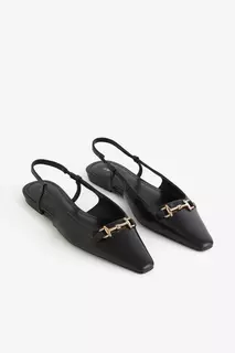 Кожаные туфли на открытой пятке H&amp;M, черный H&M
