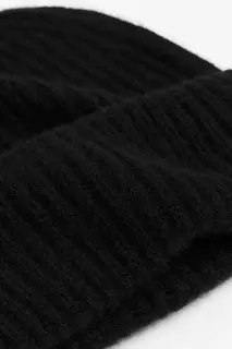 Кашемировая шапка с эластичной вязкой H&amp;M, черный H&M