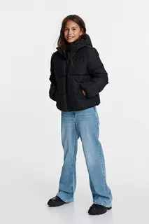 Стеганая куртка с капюшоном H&amp;M, черный H&M