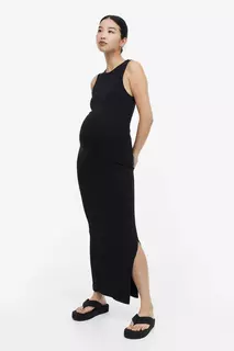 Трикотажное платье в рубчик H&amp;M, черный H&M