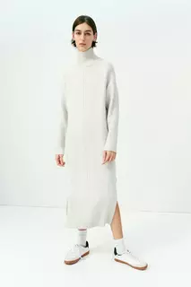 Трикотажное платье с низким воротником-поло H&amp;M, бежевый H&M