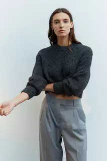 Укороченный свитер H&amp;M, серый H&M