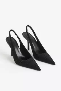 Формальные туфли с острым носком и открытым каблуком H&amp;M, черный H&M