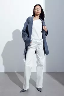 Хлопковая блузка с открытыми плечами H&amp;M, белый H&M