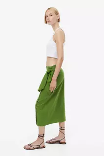 Хлопковая юбка с трансфером H&amp;M, зеленый H&M