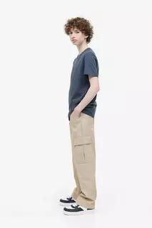 Хлопковые брюки-карго H&amp;M, бежевый H&M
