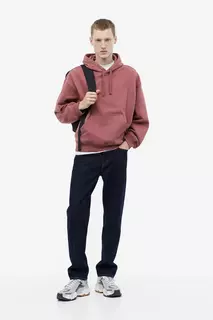 Хлопковая толстовка oversized fit с капюшоном H&amp;M, розовый H&M