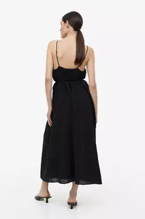 Хлопковое платье с английской вышивкой H&amp;M, черный H&M