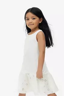 Хлопковое платье а-силуэта H&amp;M, белый H&M