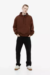 Хлопковая толстовка oversized fit с капюшоном H&amp;M, коричневый H&M