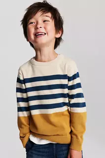 Хлопковый свитер жаккардовой вязки H&amp;M, бежевый H&M