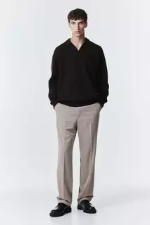 Шерстяной свитер свободного кроя с воротником H&amp;M, коричневый H&M