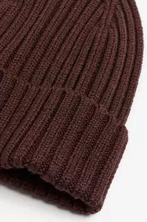Шерстяная шапка с эластичной вязкой H&amp;M, коричневый H&M