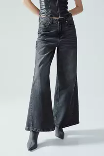 Широкие джинсы стандартного кроя H&amp;M, серый H&M