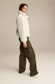 Широкие брюки-карго H&amp;M, зеленый H&M
