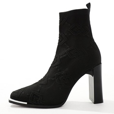 Ботильоны Asos Design Heeled Chelsea In Knit, черный