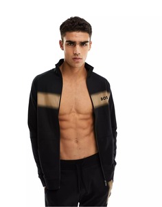 Куртка Boss Bodywear Authentic Zip With Printed Logo, черный