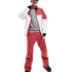 Куртка Threadbare Co-ord Colour Block Ski, красный/белый