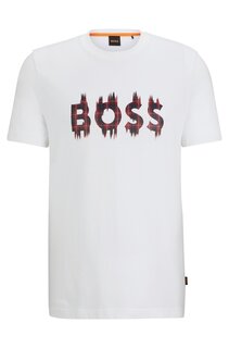 Футболка Boss Cotton-jersey Regular-fit With Seasonal Artwork, белый