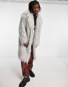 Пальто Reclaimed Vintage Faux Fur, серый