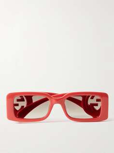 Солнцезащитные очки в прямоугольной оправе из ацетата GUCCI EYEWEAR, красный