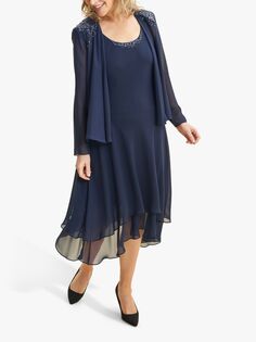 Gina Bacconi Платье-миди с декорированной курткой Lilibeth, весенний темно-синий